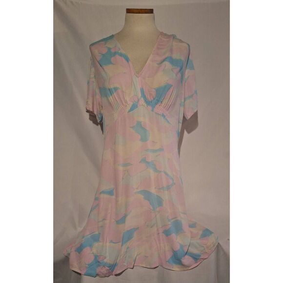 BP. Nordstrom Women's Pink Blue‎ Painted Camo V-Neck Dress Size Large NWOT - Picture 1 of 4